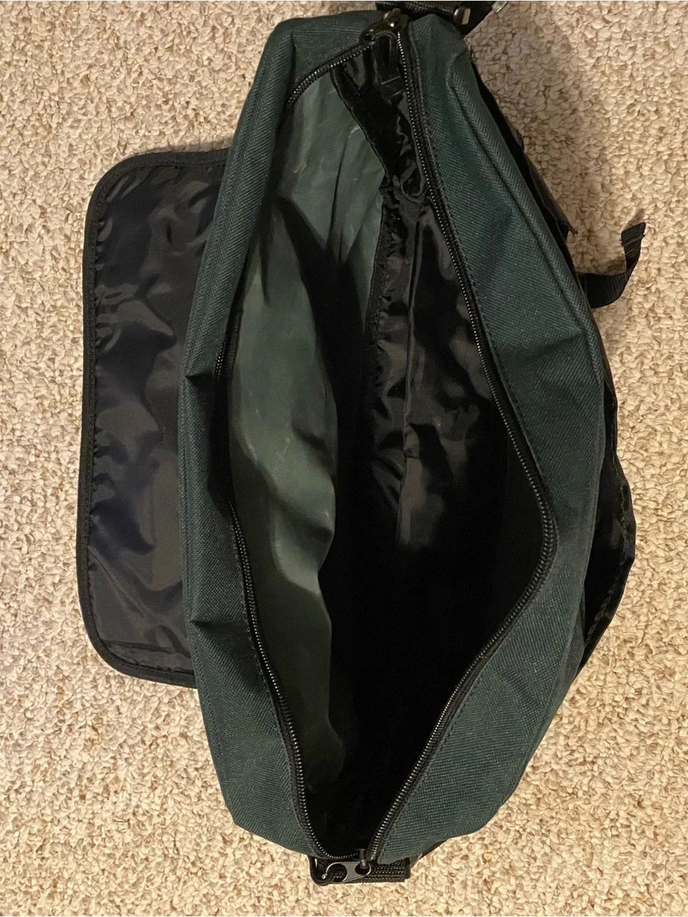 Port and Company Dark Green Messenger Bag with Shell Patch